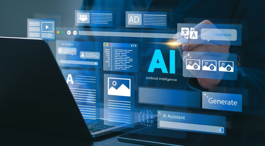 パソコンで、AIを使って情報を得ている様子
