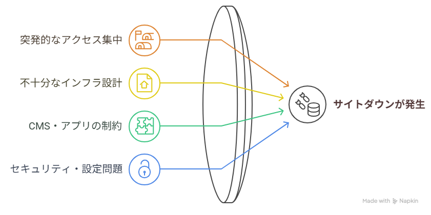サイトダウンが起こる要因一覧