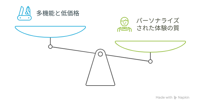 機能的価値より体験価値が重視されることを表す図