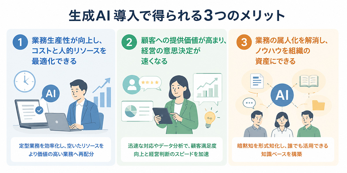 生成AI導入で得られる3つのメリット