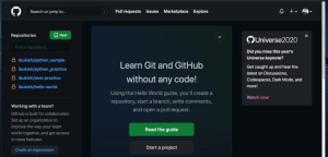 GitHubのダークモード表示画面