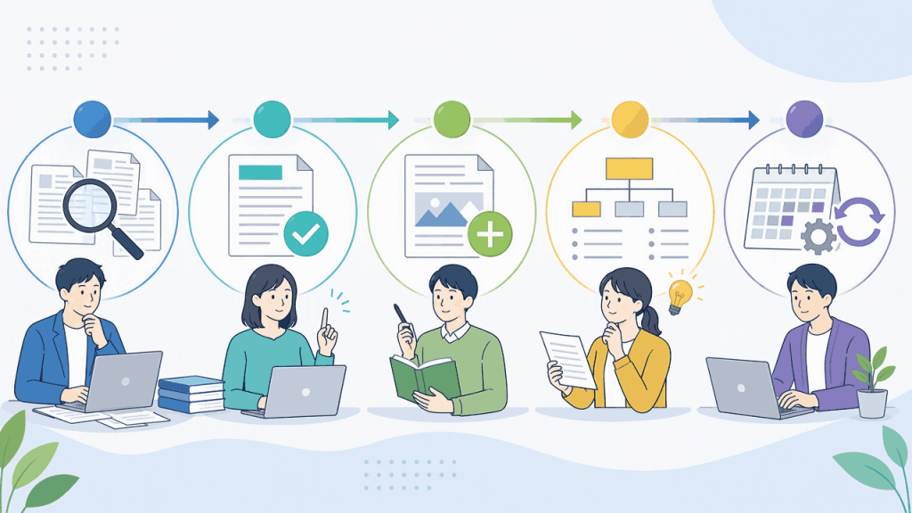 LLMO対策が改善する5ステップのイメージ