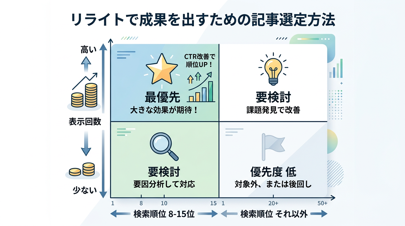 リライトで成果を出すための記事選定方法