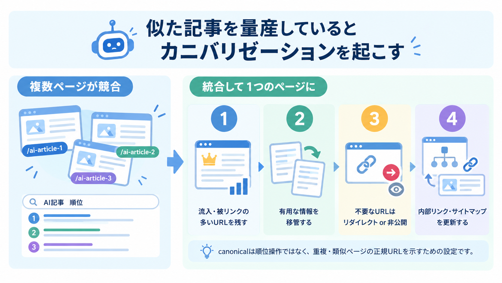 似た記事のカニバリゼーション対策
